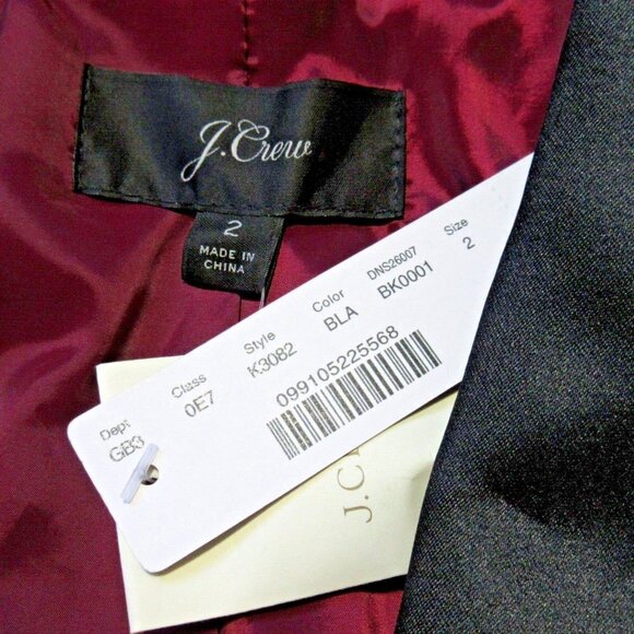 NWT J.Crew Satin Shawl-collar Tuxedo Blazer in Black Wool Blend Jacket 2 - Picture 3 of 4